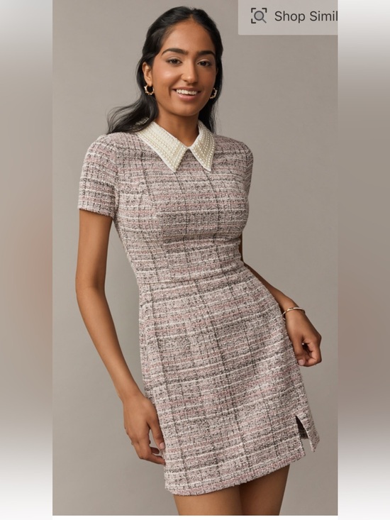 Francesca's Collections Dresses & Skirts - NEW! Francesca's Collections Pink & White Pearl-Collar Tweed Mini Dress